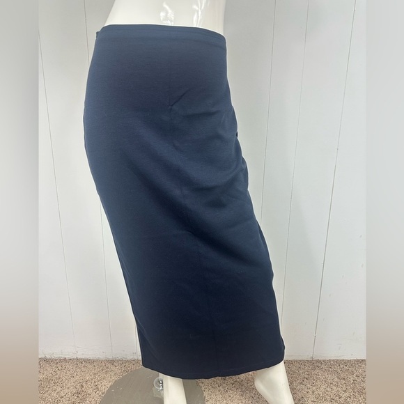 Carolina Colours Dresses & Skirts - VTG Carolina Colours Sz S Navy Blue Knit Maxi Skirt Leg Slit Elastic Waist